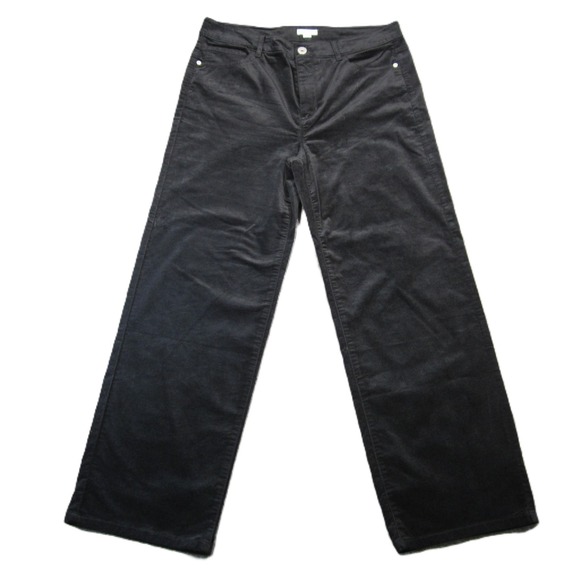 J Jill Velvet Pants 12P Black Stretch Straight Leg Soft Luxe Preppy Minimalist - Picture 1 of 9